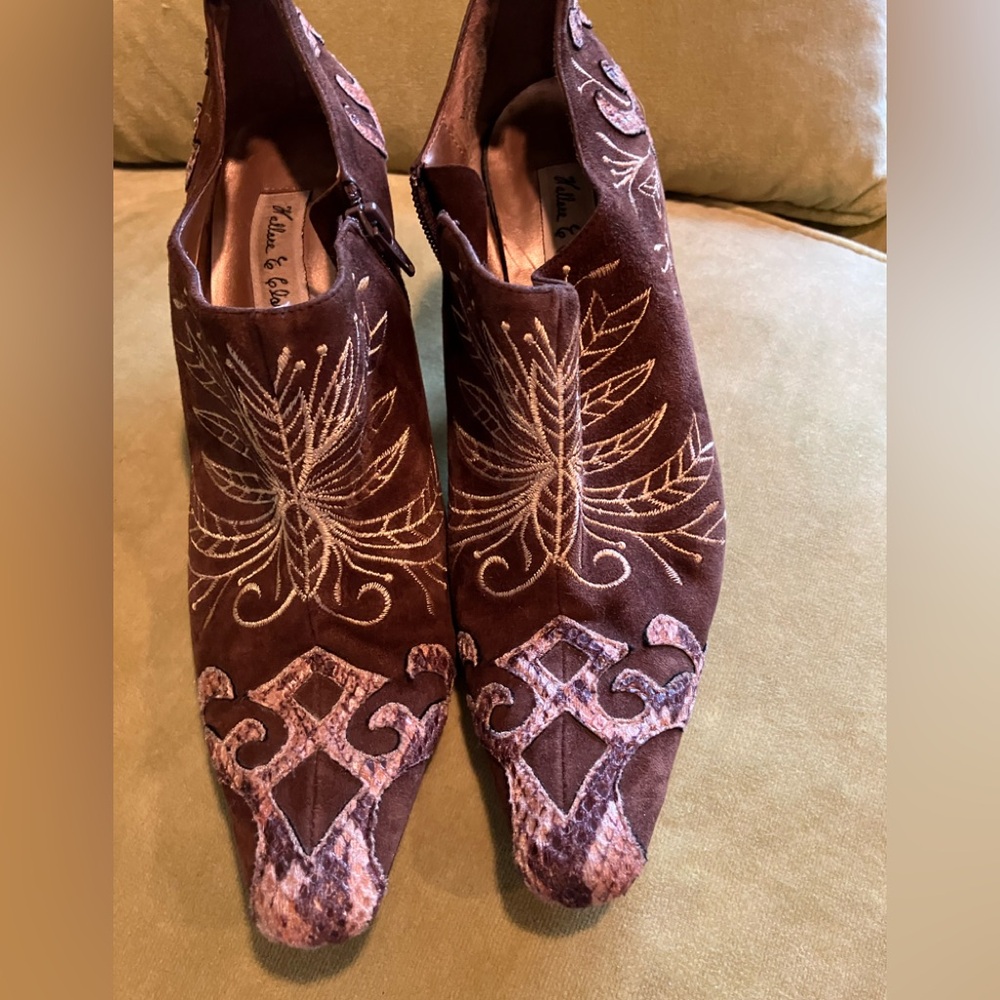 Matisse Brown Embroidered Ankle Booties